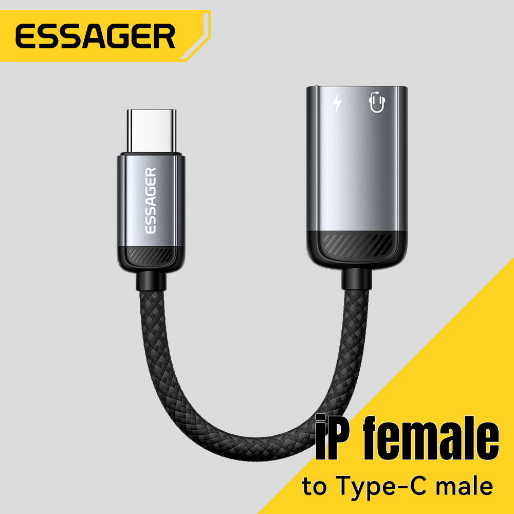 Wired Earphone Lightning - Essager Type C Audio Adapter Kabel