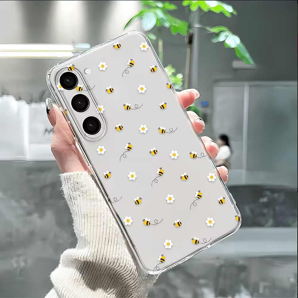 Samsung Galaxy A55 - Transparante TPU Telefoonhoesje met schattig bijen-